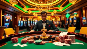 Experience the excitement of MM88 at a luxurious casino with poker chips and roulette.