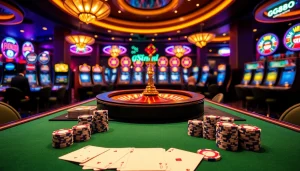 Experience the excitement of gg88's premier casino with vibrant gaming tables and luxury slot machines.