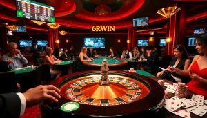 Experience the excitement of 6RWIN with players engaged in upscale gambling atmosphere.