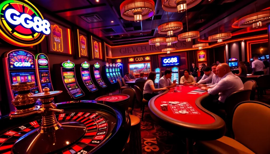 Experience the excitement of GG88 with vibrant casino tables and lively players.