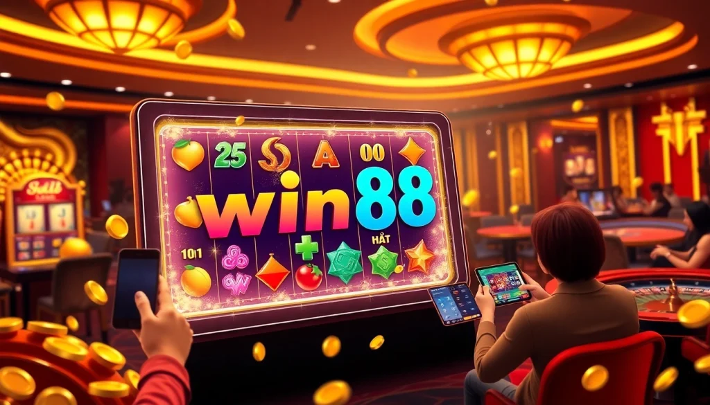 Celebrate your wins at win88 nổ hũ with vibrant slot machines and engaged players in a dynamic casino atmosphere.