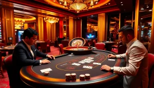 The excitement of gambling at nhà cái U888 with a dynamic blackjack table scene.