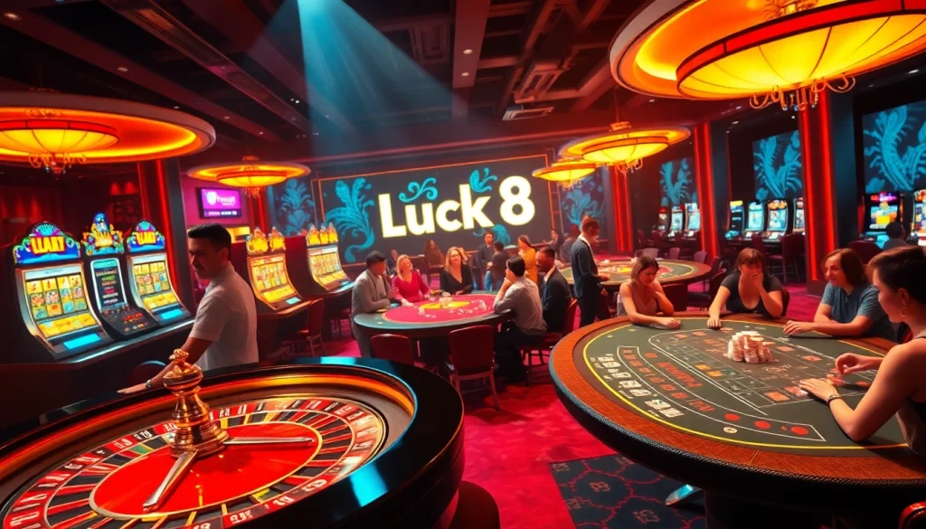 Experience the excitement of Luck8 casino with engaging roulette and poker gameplay.