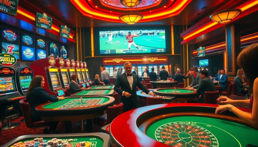 Socolive enhances your gaming experience with high-stakes poker action in a vibrant casino scene.