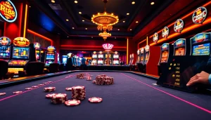 Gamblers engaging with RR88's exciting casino atmosphere featuring vibrant games and digital interfaces.