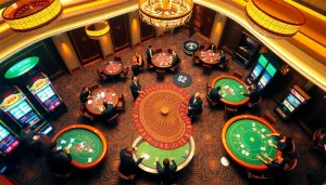 Experience the thrill of nhà cái s666 at a vibrant casino with excited players and gaming tables.