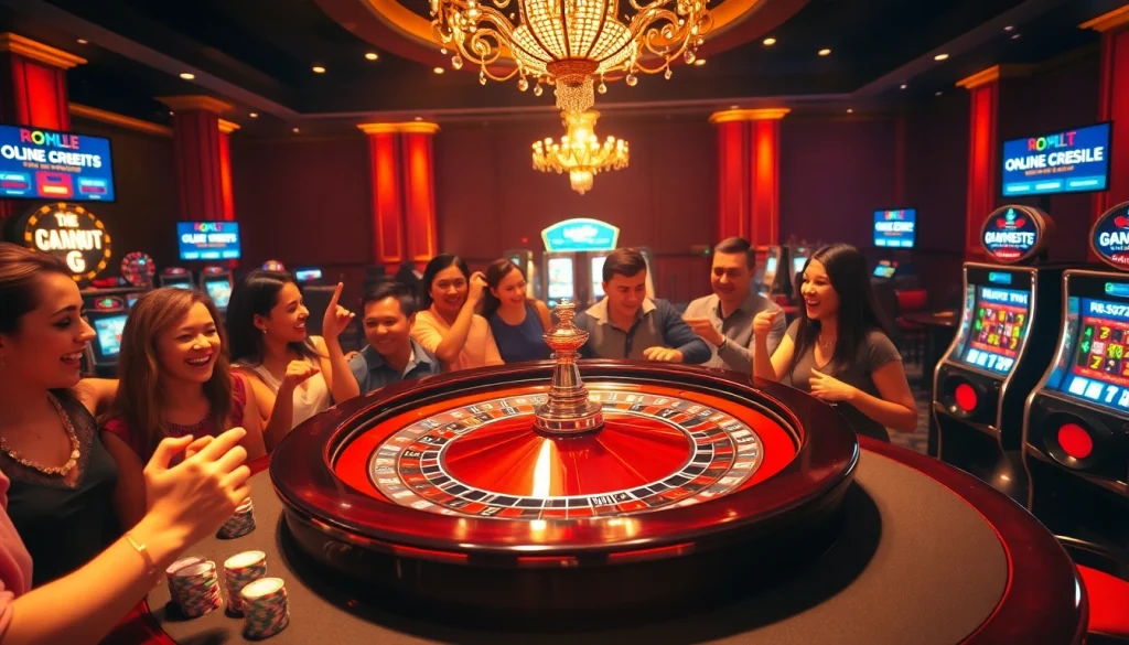 Engaging players enjoying roulette while exploring Credit online options in a vibrant casino.