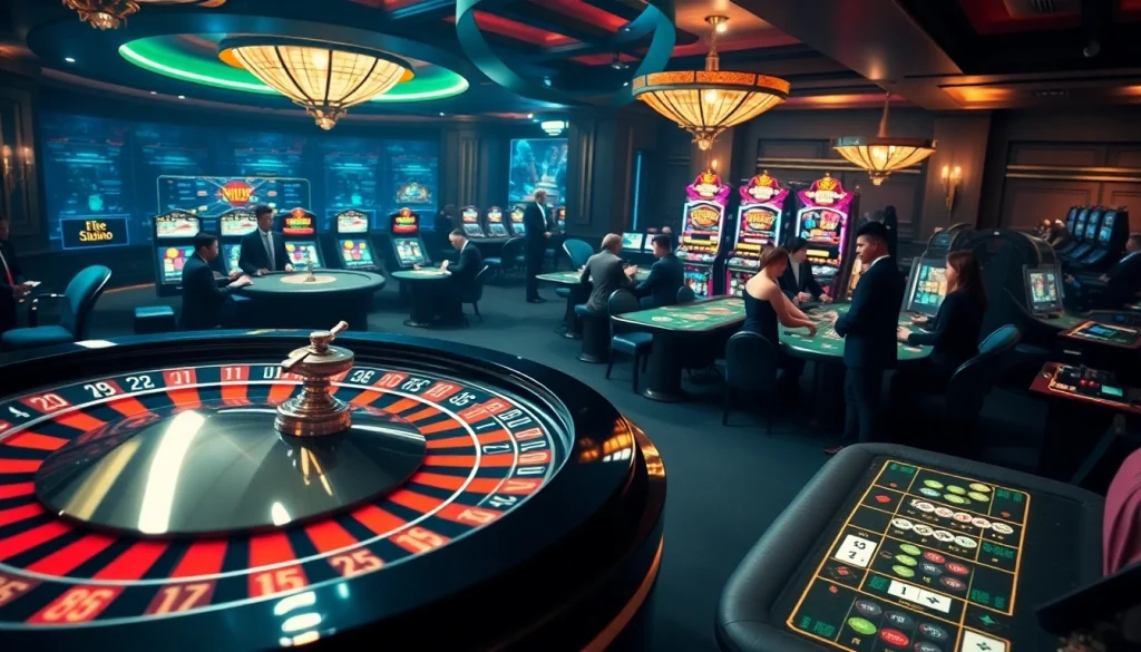 Engage with Luck8 nhà cái uy tín showcased in a vibrant casino scene with roulette and poker excitement.