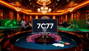 Experience the excitement of 7C77 casino with vibrant gaming tables and lively players.