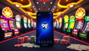 Experience the thrill of winning with app 98win, showcasing vibrant casino elements.