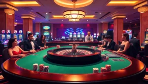 Experience excitement at the lavish casino table scene inspired by https://hm88.hiphop/, filled with vibrant action and thrill.