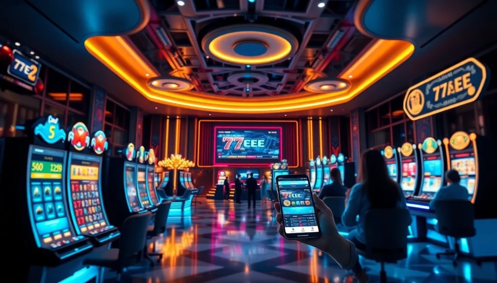 77EE online betting platform showcasing vibrant games and user interface.