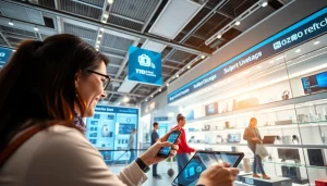 Promotional image showcasing ドスパラ クーポン with modern tech shopping elements and happy customers.