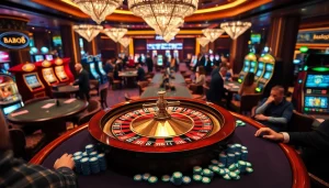 Experience thrilling casino action with the ABC8 roulette wheel and engaged players.