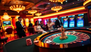 S8 nhà cái vibrant casino scene featuring poker players and roulette action.