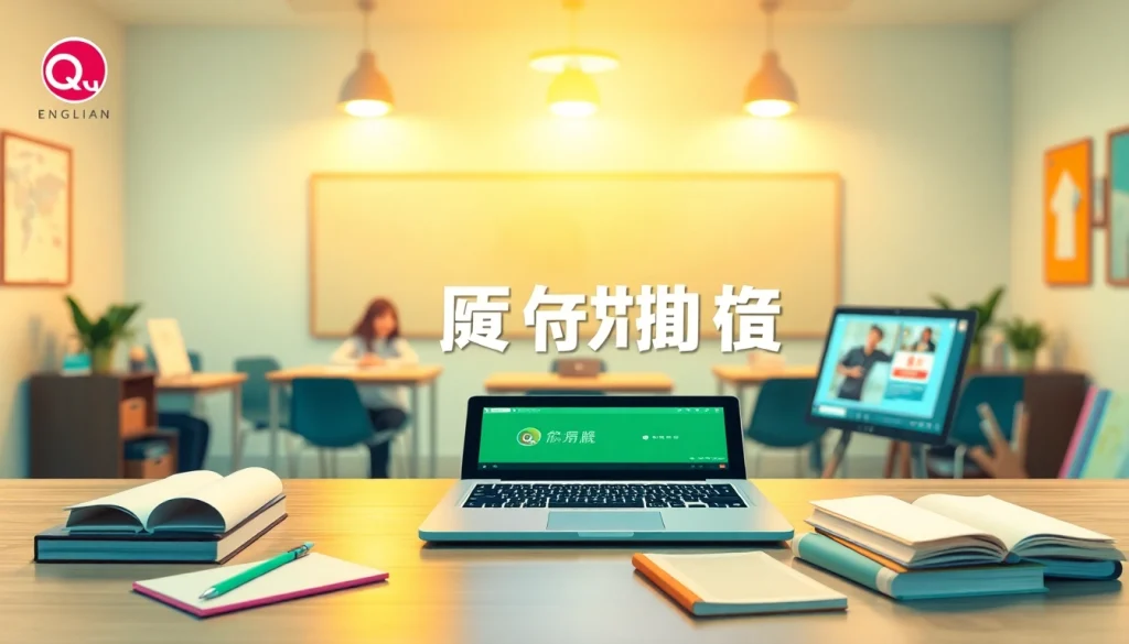 QQイングリッシュ キャンペーンのプロモーション画像。魅力的なオンライン英語学習を紹介。