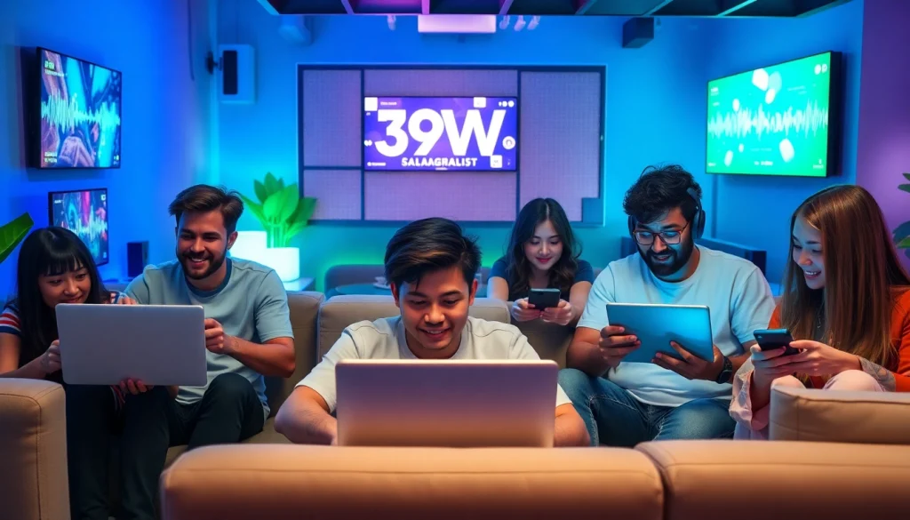 Engaging scene of players on the 399W online gaming platform, showcasing a lively and innovative ambiance.