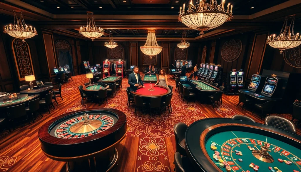 S8 casino featuring luxurious gaming tables and vibrant poker chips, creating an exciting gambling atmosphere.