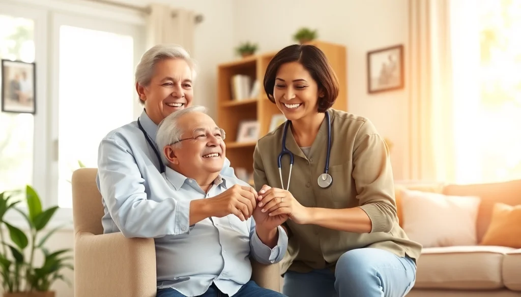 Caregiver providing senior home care austin in a warm, inviting living room.