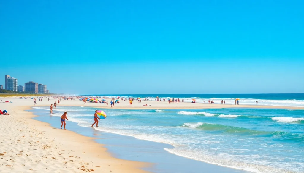 Experience the vibrant beauty of Myrtle Beach at https://myrtlebeachsc.com/ with families enjoying sunny shorelines.