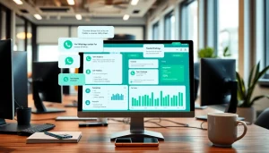 What is a CRM for WhatsApp enhancing customer interaction and analytics in a modern office.