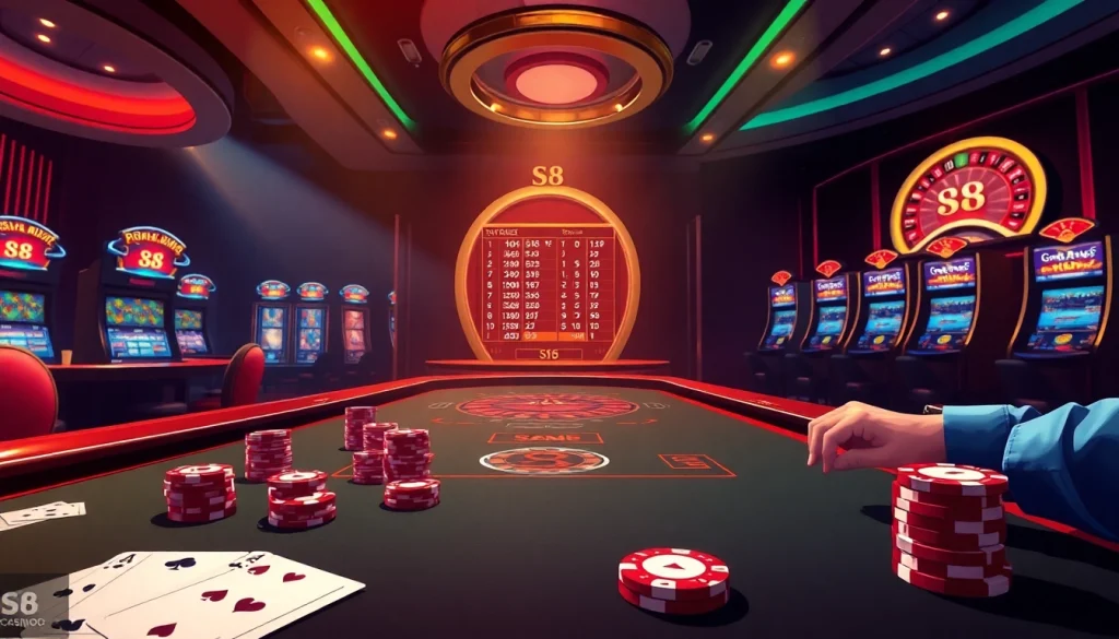 Experience the thrill of betting at s8 with vibrant casino tables and glamorous surroundings.