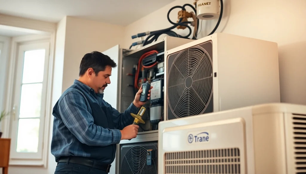 Maintaining a Trane Alberta HVAC system showcasing professional expertise and attention.