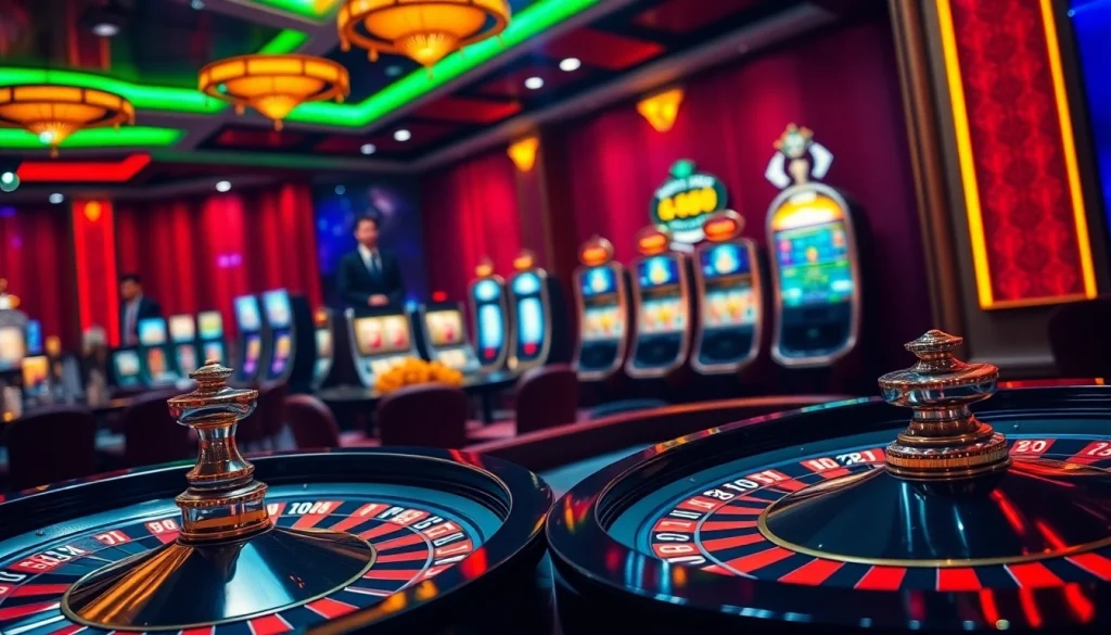 Experience the thrill of kg88 gaming at a vibrant casino with roulette and poker chips.