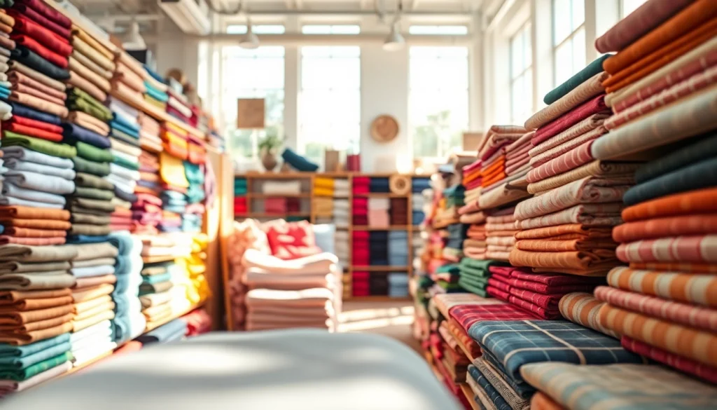 Katoen stof kopen, diverse kleuren en patronen van katoenen stoffen in een stijlvolle stofwinkel.
