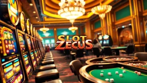 Engage with Slot Zeus at a vibrant casino scene featuring dynamic players and exciting betting action.