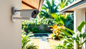 Cámaras de seguridad que aumentan la seguridad del hogar en Guanacaste, Costa Rica, con una instalación moderna y un entorno tropical.