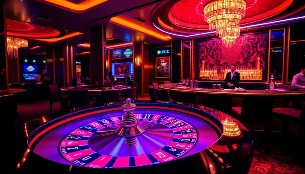 KJC offers an immersive gambling experience with a luxurious casino setting featuring roulette and live dealers.