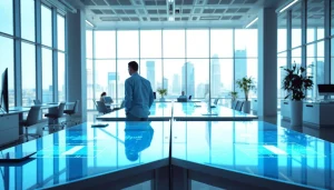 Brightet technology transforming a modern workspace into a vibrant environment.