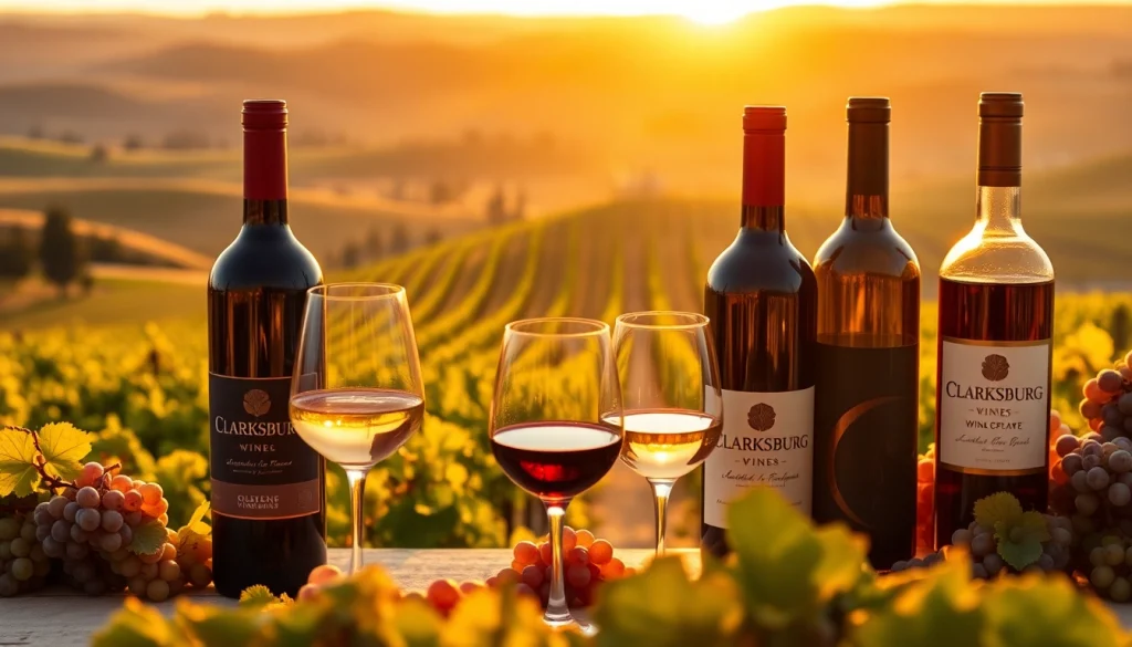 Tasting Clarksburg wines amidst scenic vineyard landscape featuring rolling hills.