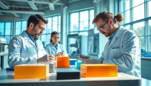 Engineered Composites showcased in a modern lab with innovative materials and equipment.