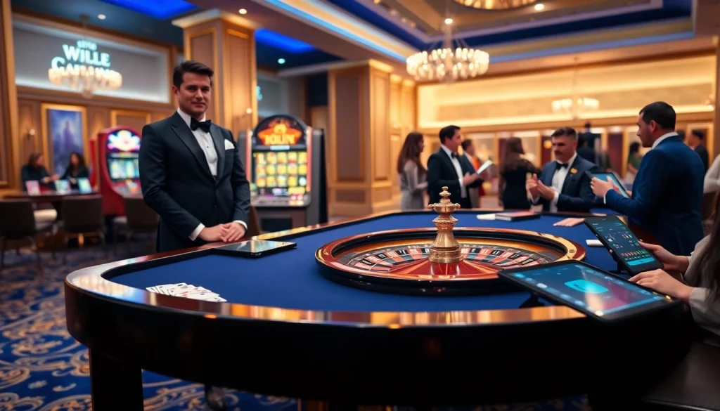 Vivez l'excitation d'un casino en ligne avec des cartes vibrantes, de la roulette et un cadre luxueux.