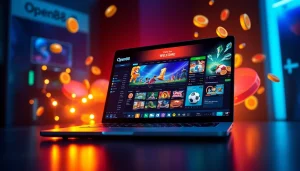 Open88 online gaming experience showcasing a user engaging with vibrant casino game graphics.