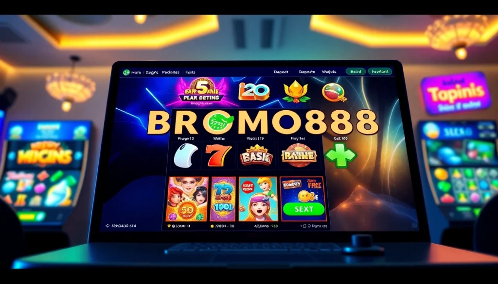 BROMO888 online gaming platform interface with engaging slot games and navigation tools