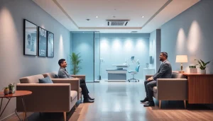 信頼と専門性を象徴するメンズライフクリニックの受付エリア。メンズライフクリニック　口コミ　評判で強調。