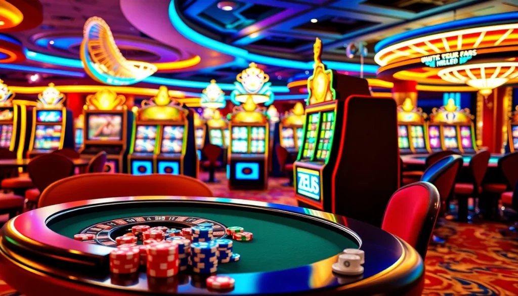 Experience thrilling gameplay with slot zeus at an exciting casino, featuring vibrant lights and dynamic atmosphere.