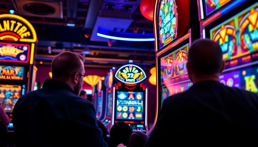 Experience the excitement of playing rtp slot machines with vibrant casino ambiance.