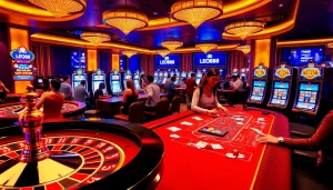 Experience the thrill of LEO88 casino gaming with vibrant tables and engaging slot machines.