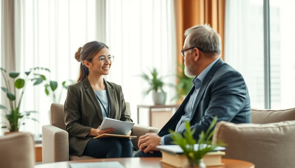 Engaging psychiatrist dubai offering professional support in a calming office environment.