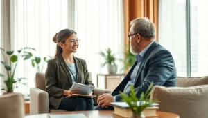 Engaging psychiatrist dubai offering professional support in a calming office environment.