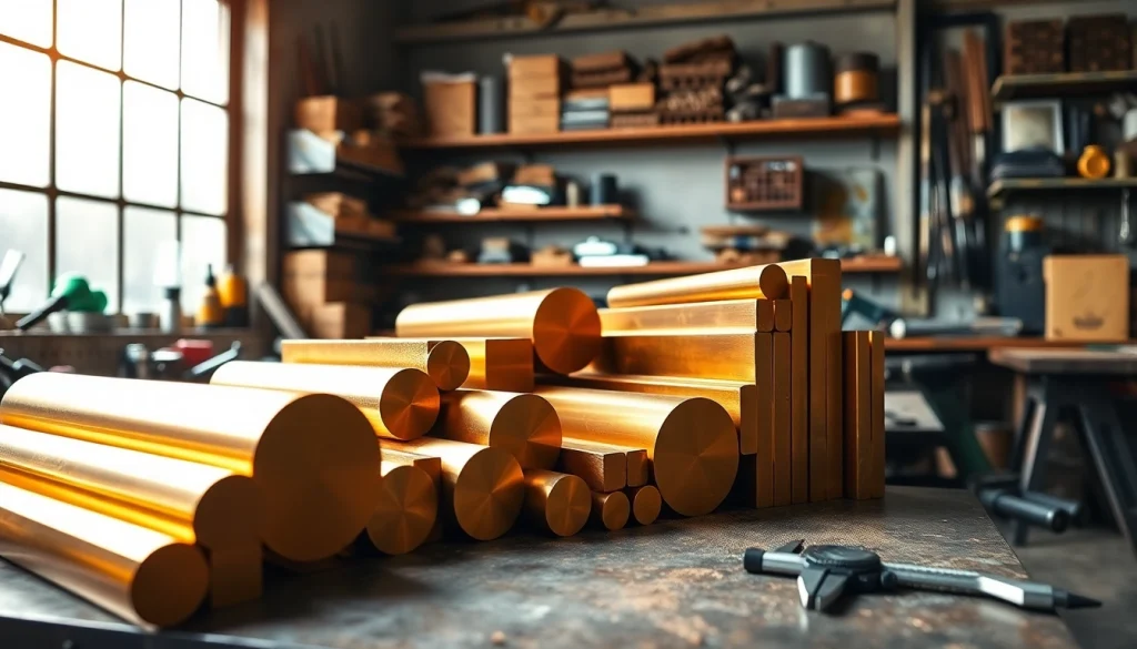 Bara de bronz expusă într-o atelier profesional, cu unelte, subliniind măiestria și calitatea.