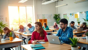 Iver Academy students collaboratively engaging in a vibrant classroom setting.