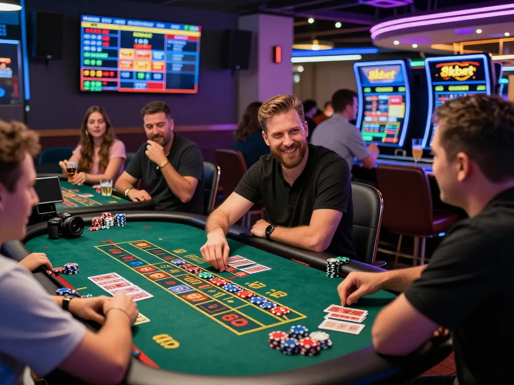 8kbet players enjoying a thrilling online casino experience in a vibrant setting.