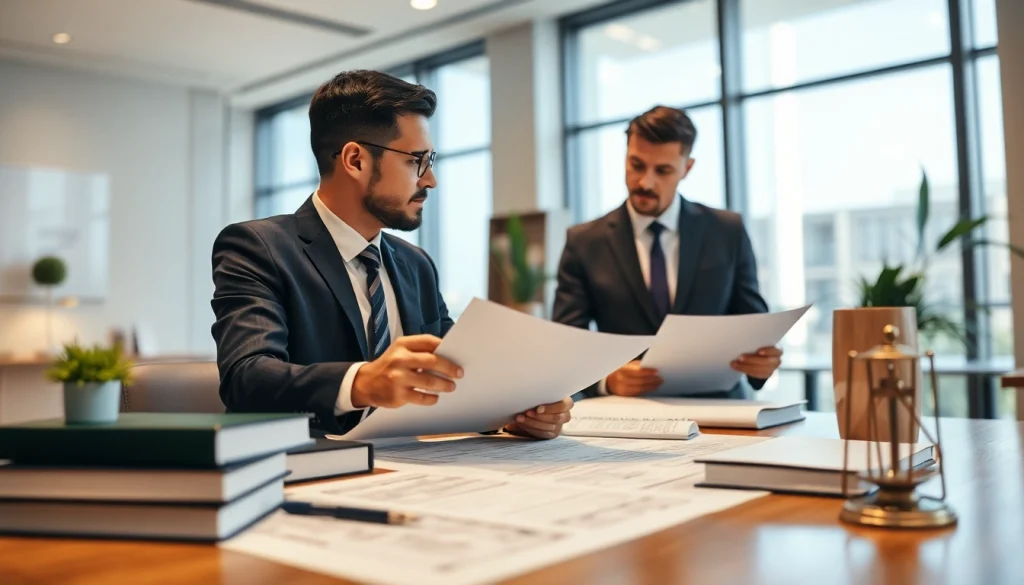 Boca Raton Construction Litigation Lawyer consulting with a client in a professional office.
