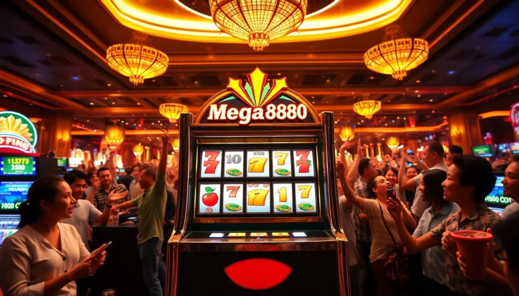 หมุน mega888slot ในคาสิโนที่เต็มไปด้วยความสนุกสนานและผู้เล่นที่ร่าเริง