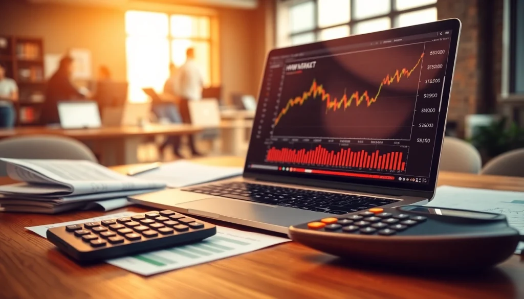 Analyze HWM stock price trends with financial tools and reports on a modern desk.
